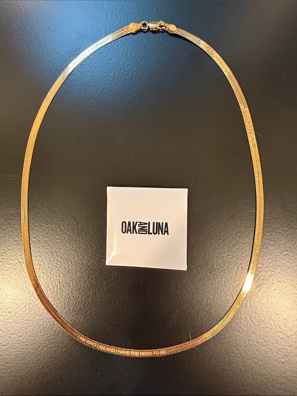 Oak & Luna Gold-Plated Flat Herringbone Necklace with engraving